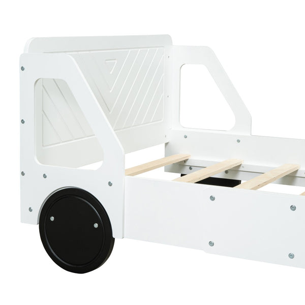 HomeRoots White Wood Twin Bed Frame - Modern Platform Design with Durable Support for Stylish Bedrooms & Comfort 606994