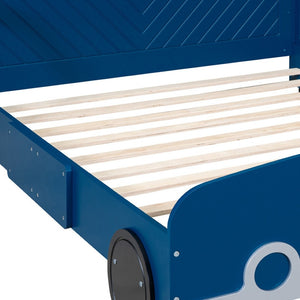 HomeRoots Blue Wood Full Bed Frame - Modern Platform Design with Durable Construction for Stylish Bedroom Decor 606995