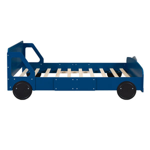 HomeRoots Blue Wood Full Bed Frame - Modern Platform Design with Durable Construction for Stylish Bedroom Decor 606995