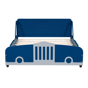 HomeRoots Blue Wood Full Bed Frame - Modern Platform Design with Durable Construction for Stylish Bedroom Decor 606995