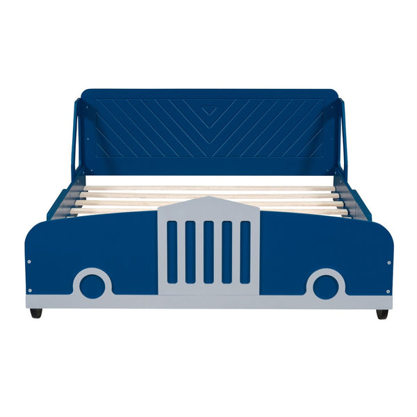 HomeRoots Blue Wood Full Bed Frame - Modern Platform Design with Durable Construction for Stylish Bedroom Decor 606995