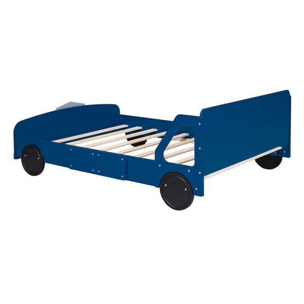 HomeRoots Blue Wood Full Bed Frame - Modern Platform Design with Durable Construction for Stylish Bedroom Decor 606995
