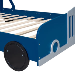 HomeRoots Blue Wood Full Bed Frame - Modern Platform Design with Durable Construction for Stylish Bedroom Decor 606995