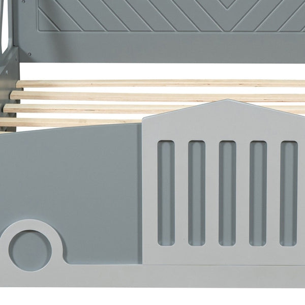HomeRoots Gray Wood Full Bed Frame – Modern Platform Design with Sturdy Support for Ultimate Sleep Comfort 606996
