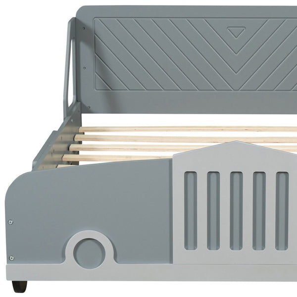 HomeRoots Gray Wood Full Bed Frame – Modern Platform Design with Sturdy Support for Ultimate Sleep Comfort 606996
