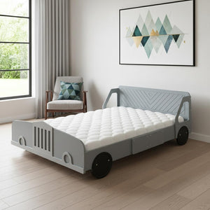 HomeRoots Gray Wood Full Bed Frame – Modern Platform Design with Sturdy Support for Ultimate Sleep Comfort 606996