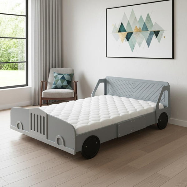 HomeRoots Gray Wood Full Bed Frame – Modern Platform Design with Sturdy Support for Ultimate Sleep Comfort 606996