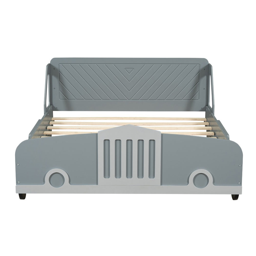 HomeRoots Gray Wood Full Bed Frame – Modern Platform Design with Sturdy Support for Ultimate Sleep Comfort 606996