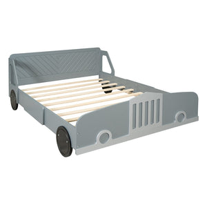 HomeRoots Gray Wood Full Bed Frame – Modern Platform Design with Sturdy Support for Ultimate Sleep Comfort 606996