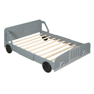 HomeRoots Gray Wood Full Bed Frame – Modern Platform Design with Sturdy Support for Ultimate Sleep Comfort 606996