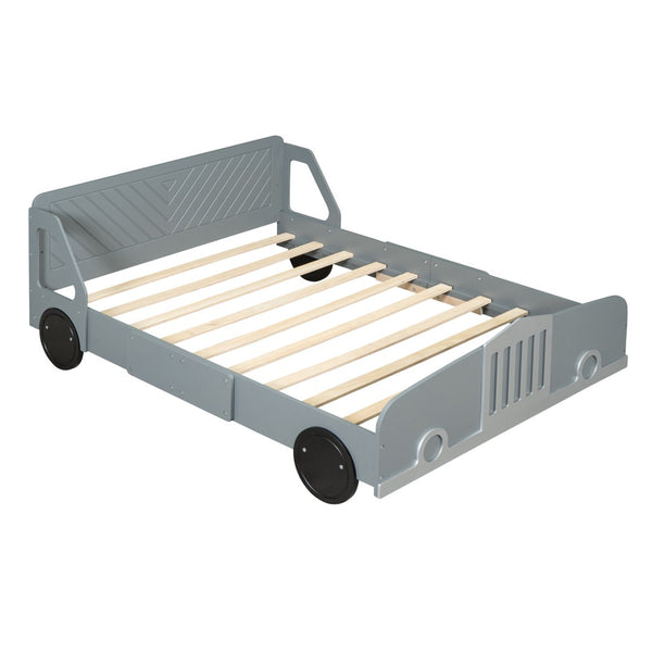 HomeRoots Gray Wood Full Bed Frame – Modern Platform Design with Sturdy Support for Ultimate Sleep Comfort 606996