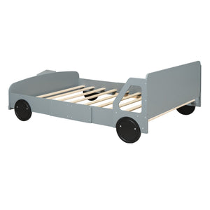 HomeRoots Gray Wood Full Bed Frame – Modern Platform Design with Sturdy Support for Ultimate Sleep Comfort 606996