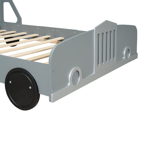 HomeRoots Gray Wood Full Bed Frame – Modern Platform Design with Sturdy Support for Ultimate Sleep Comfort 606996
