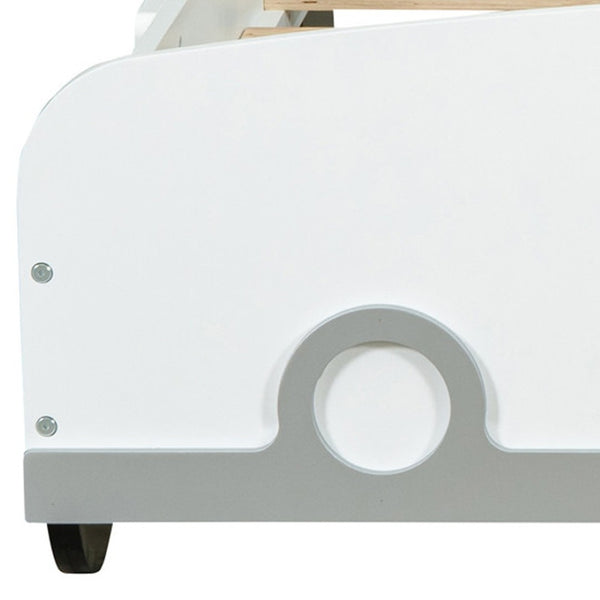 HomeRoots White Wood Full Bed Frame - Modern Design with Sturdy Support, No Box Spring Needed, Easy Assembly 606997