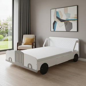 HomeRoots White Wood Full Bed Frame - Modern Design with Sturdy Support, No Box Spring Needed, Easy Assembly 606997