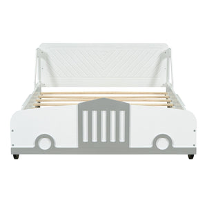 HomeRoots White Wood Full Bed Frame - Modern Design with Sturdy Support, No Box Spring Needed, Easy Assembly 606997