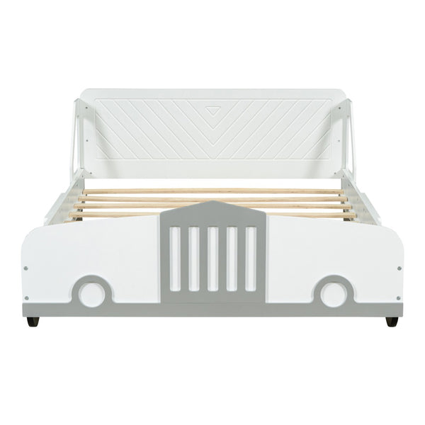 HomeRoots White Wood Full Bed Frame - Modern Design with Sturdy Support, No Box Spring Needed, Easy Assembly 606997