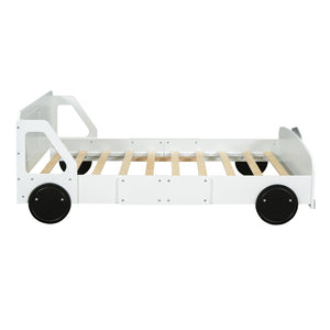 HomeRoots White Wood Full Bed Frame - Modern Design with Sturdy Support, No Box Spring Needed, Easy Assembly 606997
