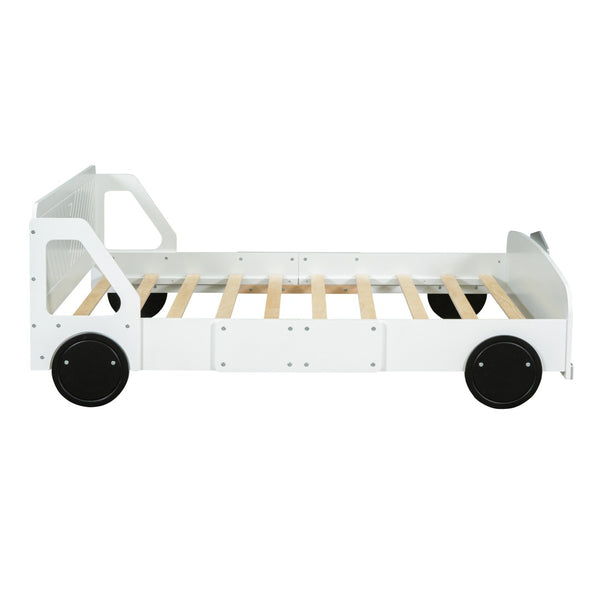 HomeRoots White Wood Full Bed Frame - Modern Design with Sturdy Support, No Box Spring Needed, Easy Assembly 606997