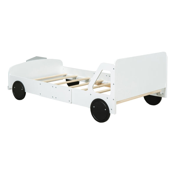 HomeRoots White Wood Full Bed Frame - Modern Design with Sturdy Support, No Box Spring Needed, Easy Assembly 606997