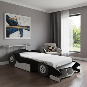 HomeRoots Black Wood Twin Bed Frame – Modern Low-Profile Design with Durable Slats for Ultimate Comfort & Style 606998