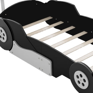 HomeRoots Black Wood Twin Bed Frame – Modern Low-Profile Design with Durable Slats for Ultimate Comfort & Style 606998
