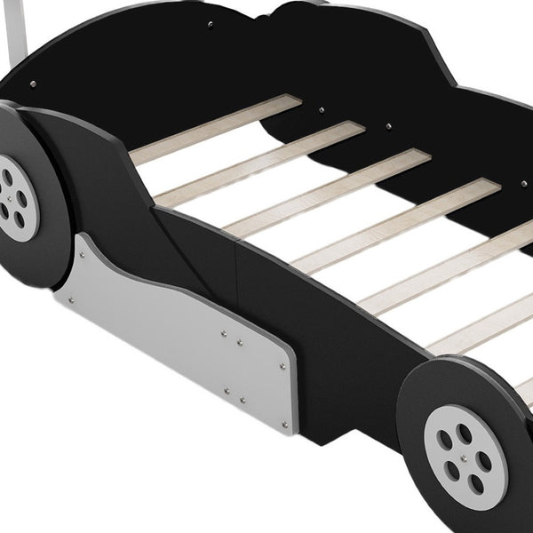 HomeRoots Black Wood Twin Bed Frame – Modern Low-Profile Design with Durable Slats for Ultimate Comfort & Style 606998