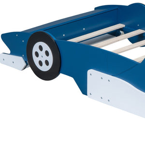 HomeRoots Blue Wood Twin Bed Frame - Stylish Low-Profile Design, Durable Support, Perfect for Kids & Guests! 606999