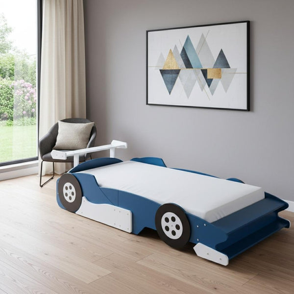 HomeRoots Blue Wood Twin Bed Frame - Stylish Low-Profile Design, Durable Support, Perfect for Kids & Guests! 606999