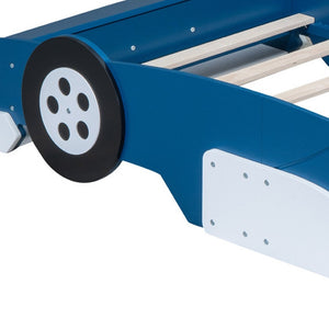 HomeRoots Blue Wood Twin Bed Frame - Stylish Low-Profile Design, Durable Support, Perfect for Kids & Guests! 606999