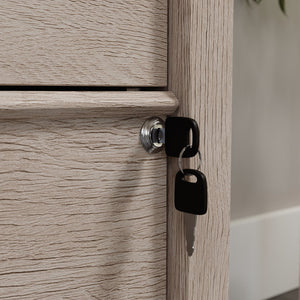 English Elm Lateral File Cabinet With Key Lock, Stylish Brown Oak Finish For Organized Workspace & Security B356P367824