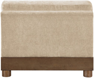 Meridian Furniture Turin Chenille Armless Modular Chair Art Deco Oak Frame Plush Living Room Seating Beige 606 606Beige-Armless