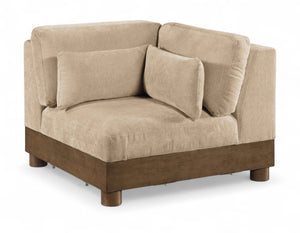Meridian Furniture Turin Modular Corner Chair Art Deco Chenille Upholstery Low Profile Sectional Living Room Beige 606Beige-Corner