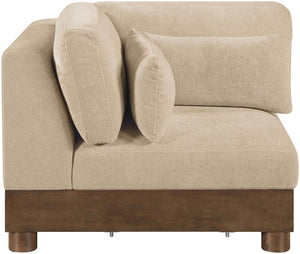 Meridian Furniture Turin Modular Corner Chair Art Deco Chenille Upholstery Low Profile Sectional Living Room Beige 606Beige-Corner