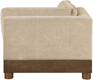 Meridian Furniture Turin Modular Corner Chair Art Deco Chenille Upholstery Low Profile Sectional Living Room Beige 606Beige-Corner