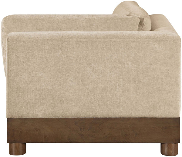 Meridian Furniture Turin Modular Corner Chair Art Deco Chenille Upholstery Low Profile Sectional Living Room Beige 606Beige-Corner