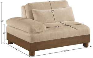 Meridian Furniture Turin Art Deco Modular Left Arm Chair Plush Chenille Upholstery for Living Room Sectionals Beige 606Beige-LAF
