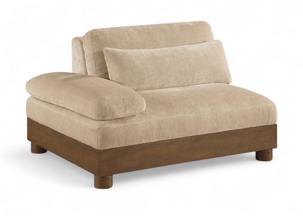 Meridian Furniture Turin Art Deco Modular Left Arm Chair Plush Chenille Upholstery for Living Room Sectionals Beige 606Beige-LAF