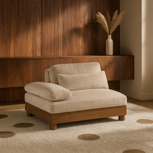 Meridian Furniture Turin Art Deco Modular Left Arm Chair Plush Chenille Upholstery for Living Room Sectionals Beige 606Beige-LAF