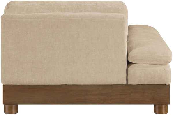 Meridian Furniture Turin Art Deco Modular Left Arm Chair Plush Chenille Upholstery for Living Room Sectionals Beige 606Beige-LAF