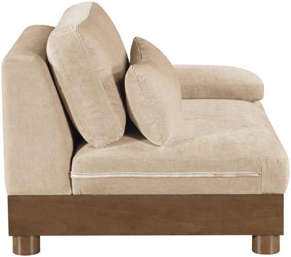 Meridian Furniture Turin Chenille Upholstered Modular Right Arm Chair Art Deco Low Profile Living Room Seat Beige 606 606Beige-RAF