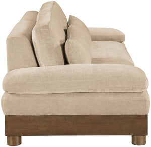 Meridian Furniture Turin Two Piece Modular Sofa Plush Chenille Upholstery Walnut Frame Living Room 606Beige-S2A