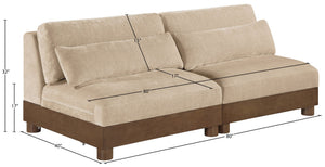 Meridian Furniture Turin Modular Sofa Plush Chenille Upholstery Art Deco Low Profile Living Room Seating 606Beige-S2B