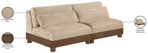 Meridian Furniture Turin Modular Sofa Plush Chenille Upholstery Art Deco Low Profile Living Room Seating 606Beige-S2B