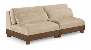 Meridian Furniture Turin Modular Sofa Plush Chenille Upholstery Art Deco Low Profile Living Room Seating 606Beige-S2B