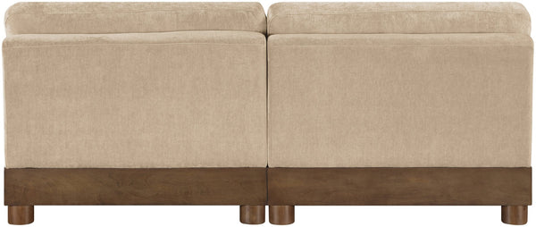Meridian Furniture Turin Modular Sofa Plush Chenille Upholstery Art Deco Low Profile Living Room Seating 606Beige-S2B
