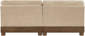 Meridian Furniture Turin Modular Sofa Plush Chenille Upholstery Art Deco Low Profile Living Room Seating 606Beige-S2B