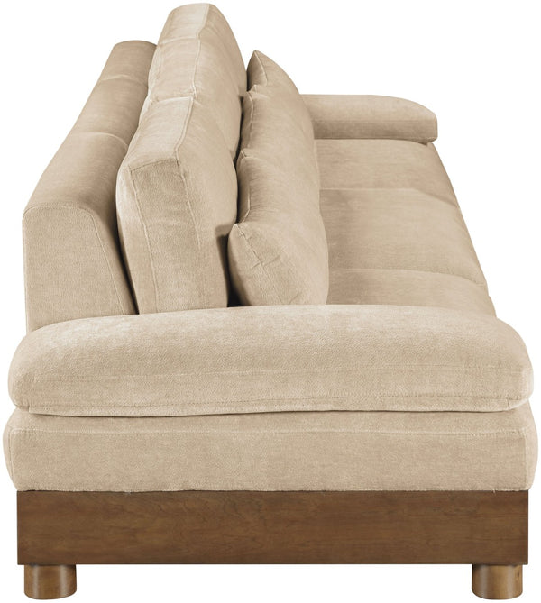 Meridian Furniture Turin Three Piece Modular Sofa Plush Chenille Upholstery Art Deco Living Room 606Beige-S3A