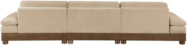 Meridian Furniture Turin Three Piece Modular Sofa Plush Chenille Upholstery Art Deco Living Room 606Beige-S3A
