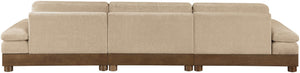 Meridian Furniture Turin Three Piece Modular Sofa Plush Chenille Upholstery Art Deco Living Room 606Beige-S3A